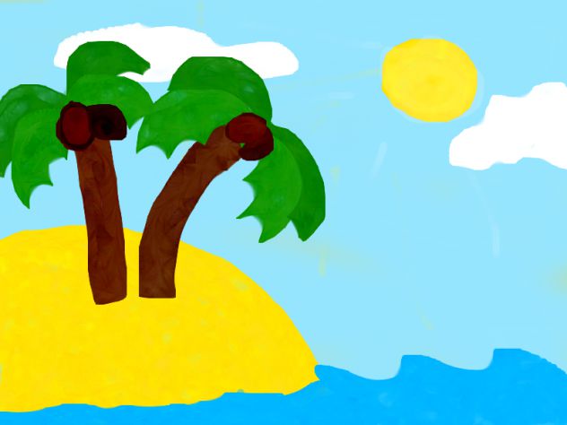 Otok s palmama (stara slika)