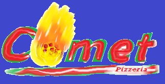 Comet Pizzeria logo - moj izmišljeni restoran i dostava pizze u Among Us-u