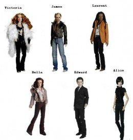 Victoria,James,Laurent,Bella,Edward i Alice kao lutke