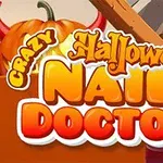 Logo igre Crazy Halloween Nail Doctor s jesenskim motivima i Halloween dekoracijama