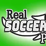 Logo igre Real Soccer Pro na zelenoj pozadini s crno-bijelom nogometnom loptom