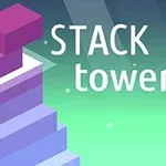 Slika šarene piramide iz igre Stack Tower s natpisom