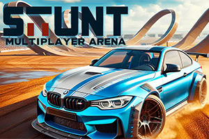Plavi sportski automobil juri pustom trkaćom stazom s velikim rampama i petljama u pozadini