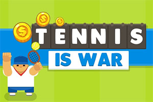 Kockasti crtež tenisača sa šiltericom drži reket uz natpis “Tennis is War” i zlatnike u pozadini