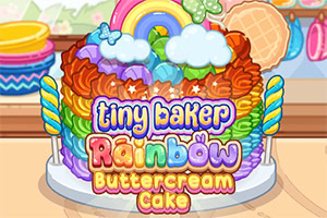 Ispeci dugu od slatkoće u igri Tiny Baker Rainbow Buttercream Cake