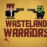 Dva pikselizirana lika, čovjek i zombi, s pištoljima na pozadini s naslovom Wasteland Warriors